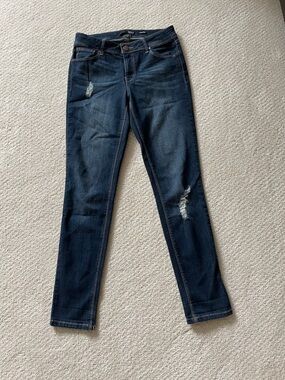 1822 Denim Dark Blue Skinny Jeans with Light Distress